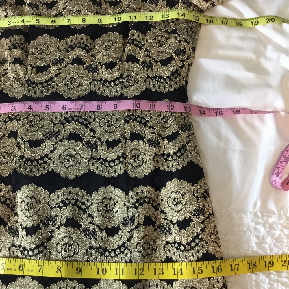 Cremieux Black & Gold‎ Lace Dress Long Sleeve Size2 - Picture 11 of 14